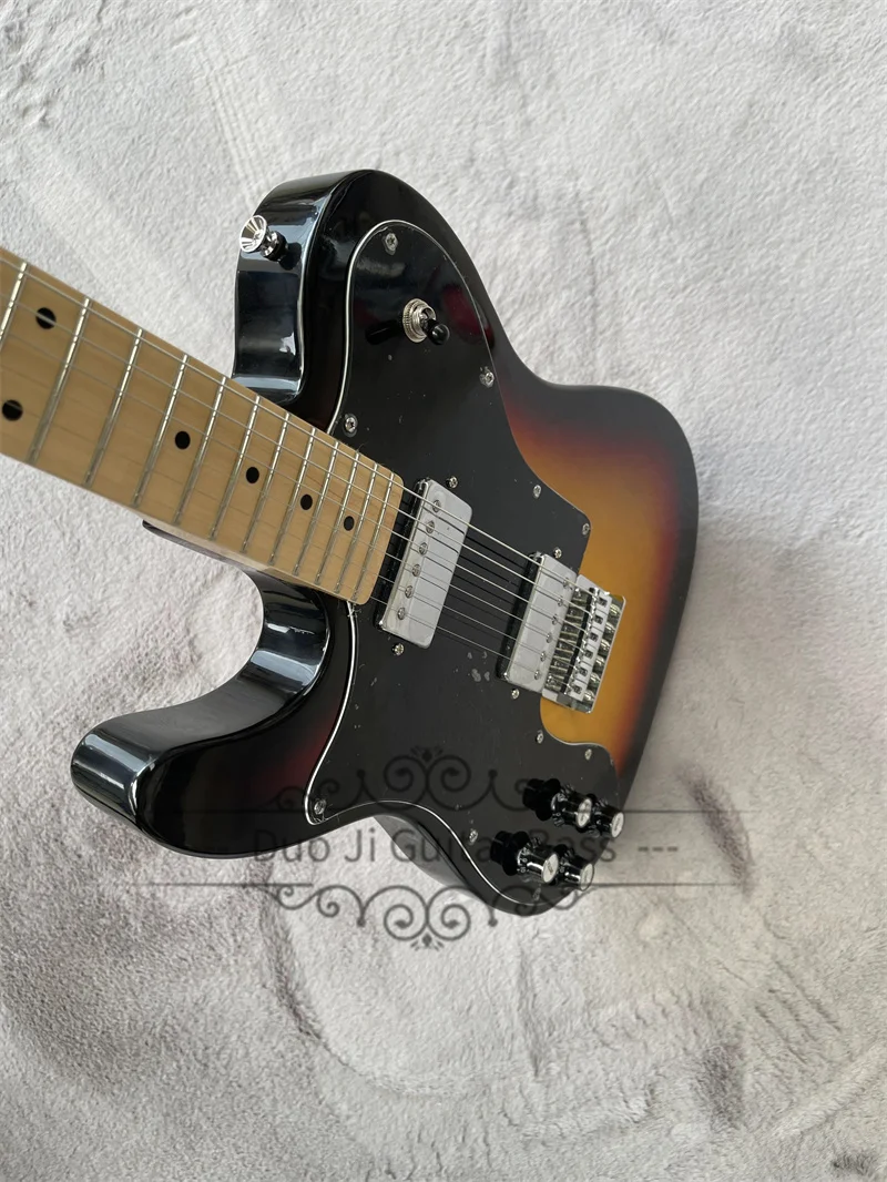 Left Hand Electric Guitar Sunburst Guitar Basswood Body Maple Neck HH Pickups Fixed Bridge Big Pickguard