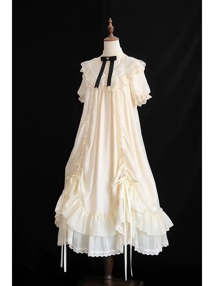 Robe Lolita française élégante pour femmes, originale, avec nœud, Slim, Vintage, Style cour royale Y2K, longue, vêtements esthétiques Harajuku, automne