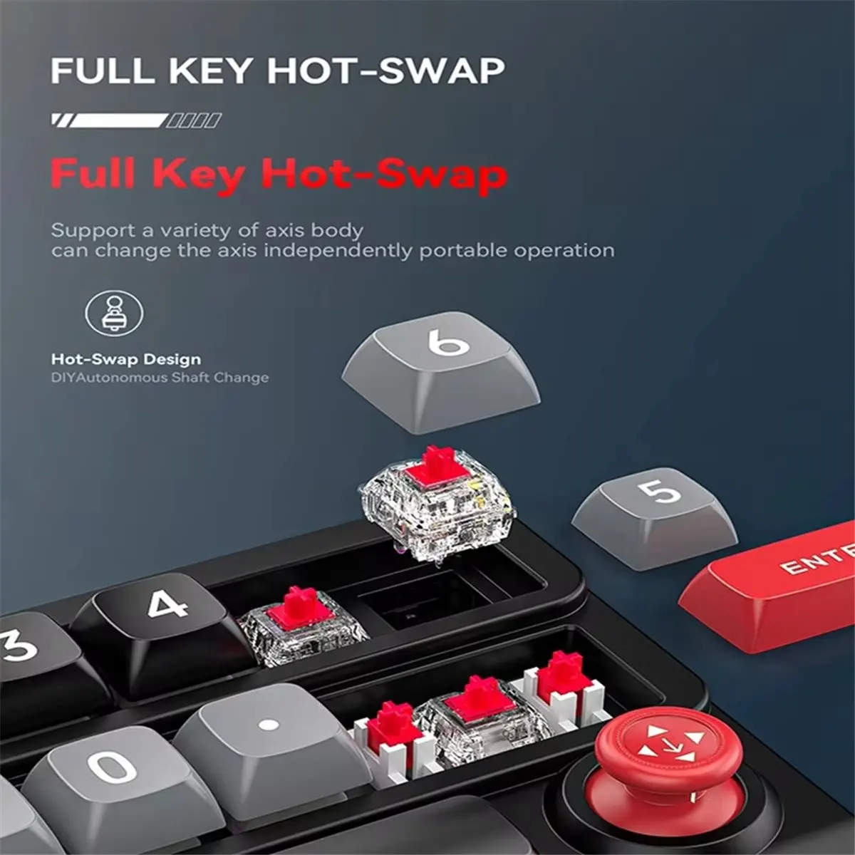 Portable Joystick Mechanical Keyboard Full Hot Swappable Key RGB Backlight Wired Programmable Game Keyboard ForDesktop,A