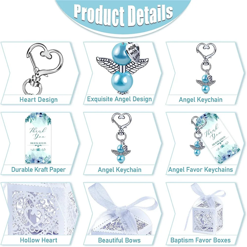 24Pcs Guardian Angel Keyring Angel Pearl Pendant Party Favours Thank You Gift For Communion Confirmation Keyring