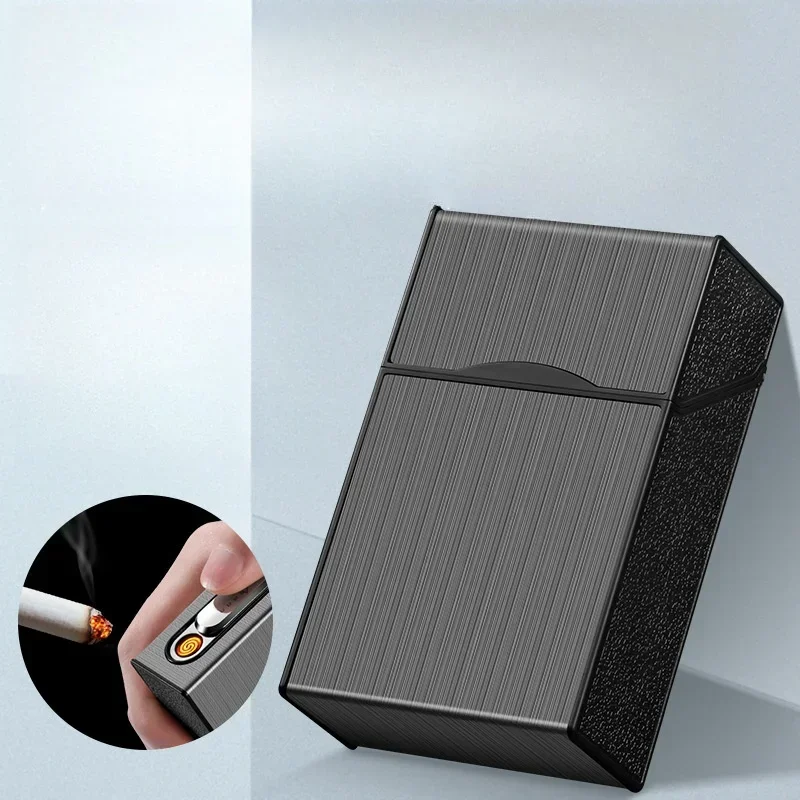 20 Thick Cigarette Case Tungsten Wire Igniter USB Charging Lighter USB 3-in-1 Multifunctional Gas Electric Cigarette Case