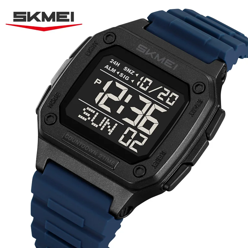 SKMEI 2456 Fashion Digital New Watch for Men Alarm Retro Sport Electronic Wristwatch LED Countdown Hand Clock Reloj Masculino