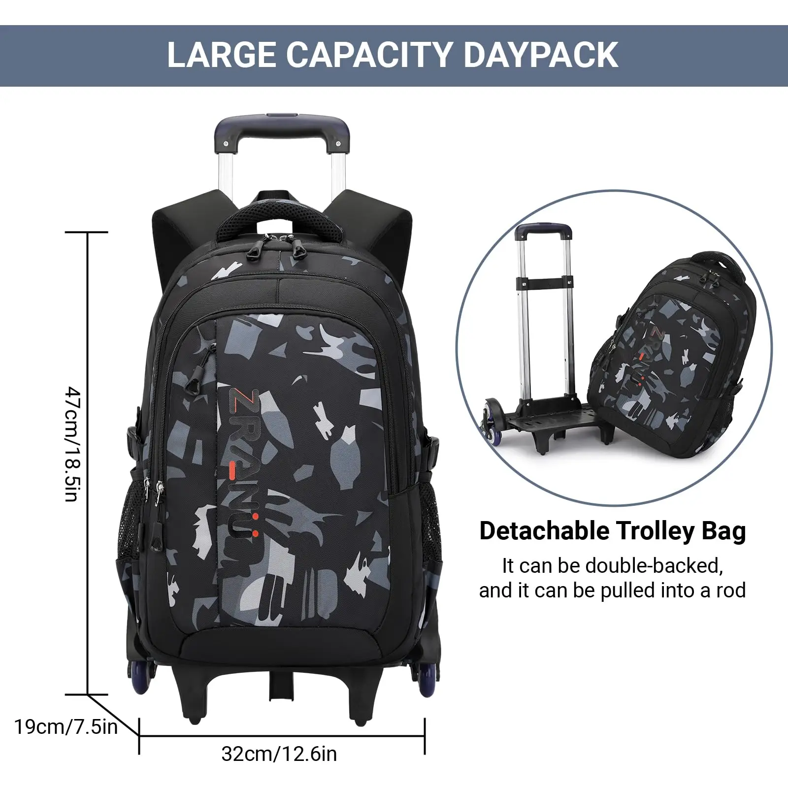 Mochila escolar con ruedas para niños y adolescentes, morral informal impermeable, 16 pulgadas