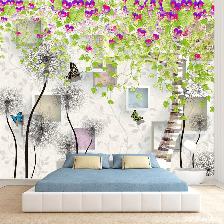 9+ Waterproof Geometry Floral Tree Wallpaper for Living Room,Self Adhesivve Optional,Contact Wall Papers Home Decor Panel Murals