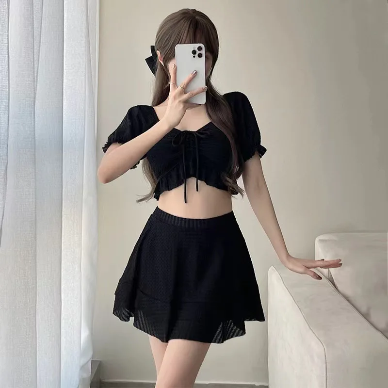 

Bathing Suit Women European and American New Bikini Women's Solid Color Lace Up Split Swimsuit Sexy,High Elasticity,Fashionable