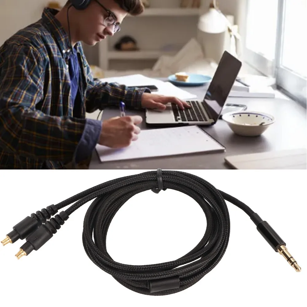 1.2m/3.9ft 3.5mm Headphone Sound Cable Braiding Cable Gold Plated Plug Earbuds Upgrade Wire for ATH MSR7b ATH SR9 ATH ESW990H