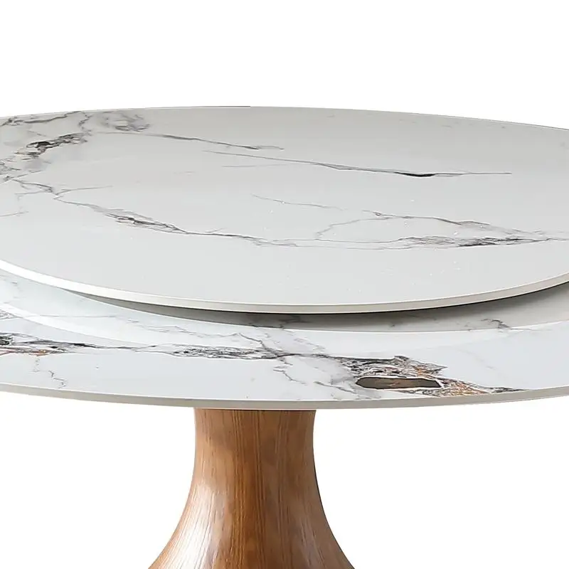 53-дюймовый круглый обеденный стол из спеченного камня с современным мраморным дизайном, компактный космический дизайн, включает Lazy Susan, идеально подходит для столовой