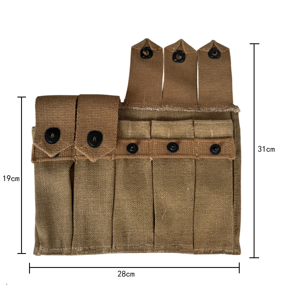 WW2 Retro Thompson 5 Cell Magazine Pouch Hard Purse Molle Bag US Ammo Waist Belt Canvas Pocket Military Equipment WWII