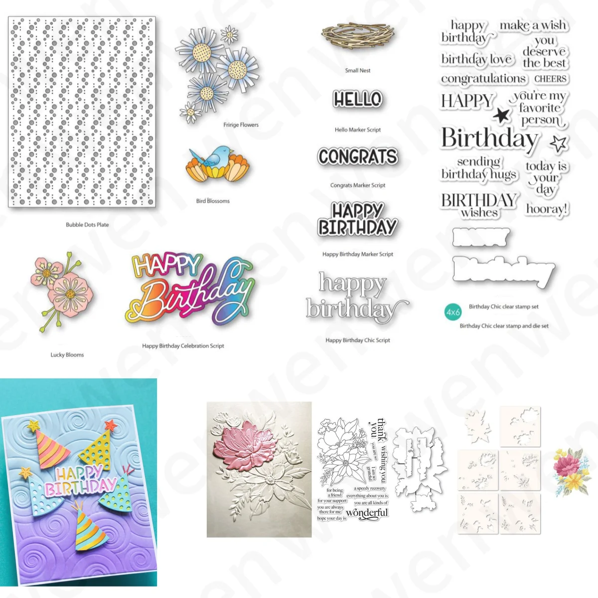 

2025 New Birthday Alphabet Flowers Birds Clear Stamps Metal Cutting Dies Hot Foil Stencil For DIY Scrapbook Decoration Template