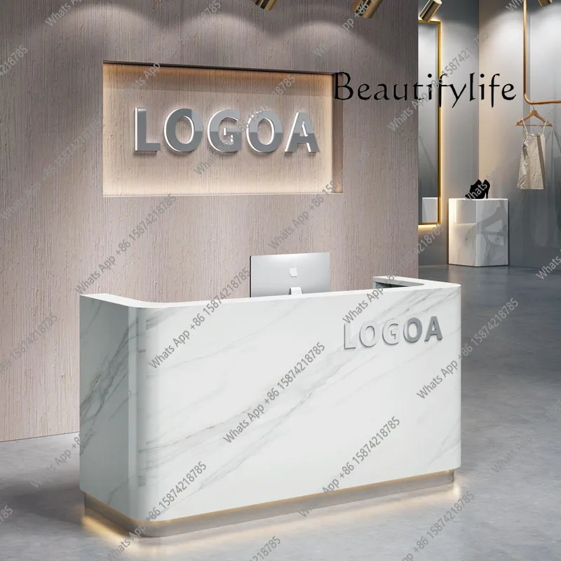 W Luxury Hotel Display Executive Reception Desks Company Mostrador Lounge Design Beauty Reception Desks Modern Shop Bar