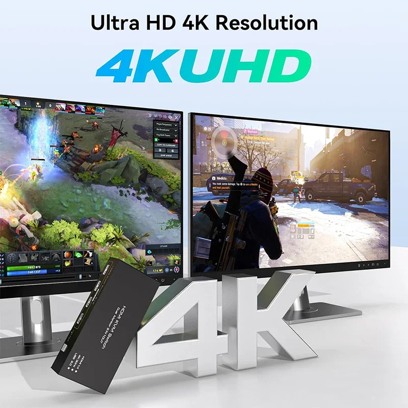 HDMIポートとUSB 3.0を備えたデュアルディスプレイスイッチ,2 in 2出力,4k,60hz,2x2,さまざまな入力,hdmi dp,キーボード,マウス