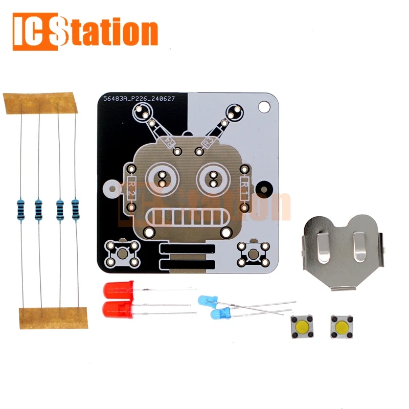 Robot Solder Practice Projects DIY Electronics Kits Circuit Boards Trainning Board with Battery for Beginners，Students and DIYer