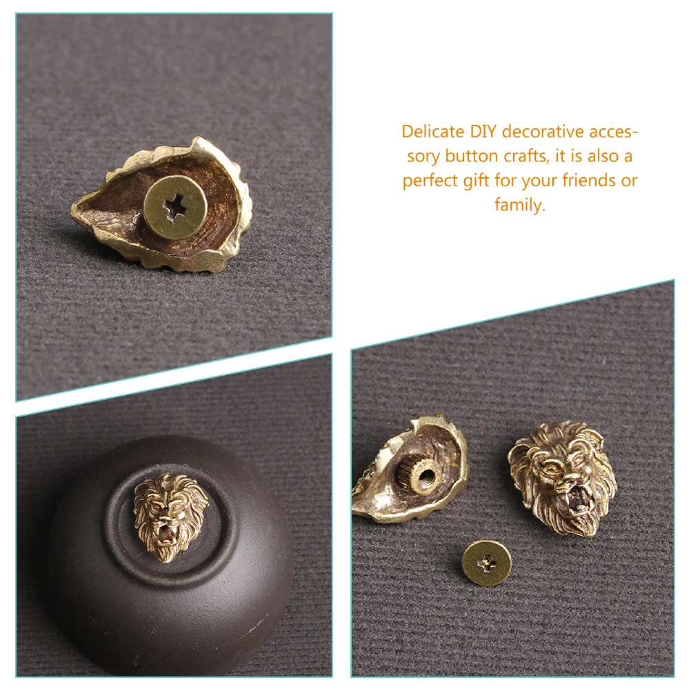 

2pcs Lion Head Treasure Buckle Buttons DIY Craft Brass Metal Pants Jeans Clothing Accessories Decorative Hardware