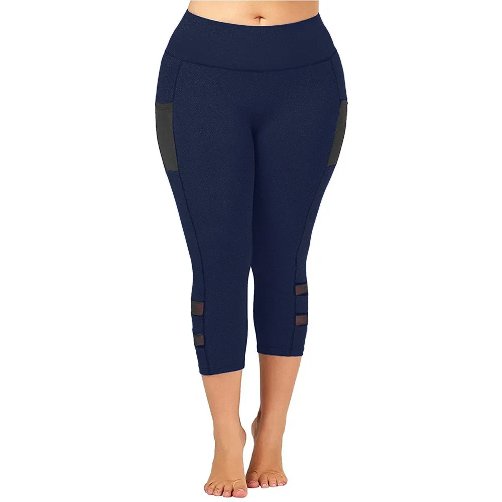 Plus Size Ladies Yoga Pants Calf Pants Casual Fitness Leggings Slim Pencil Pants Running Sportswear High Elastic Waist Leggings