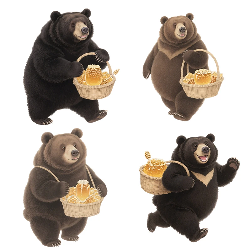 Three Ratels CAA6 Happy Honey Bear Cartoon Animal Wall Stickers for Home Decoration Kitchen decals