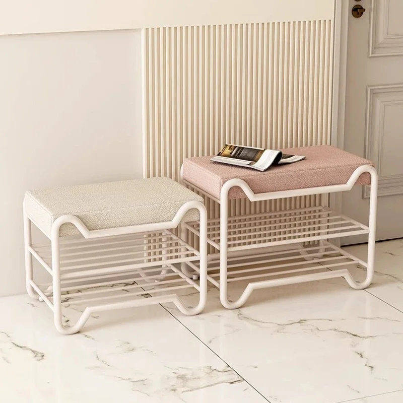 

French Cream Style Shoe Change Stool Unique Aesthetics Minimalist Modern Foot Stool High Quality Relaxing Muebles Furniture