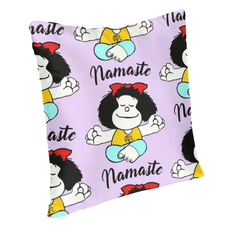 Custom Mafalda Namaste Square Throw Pillow Cover Home Decorative 3D Two Side Printed Kawaii Cartoon Cushion Cover for Sofa