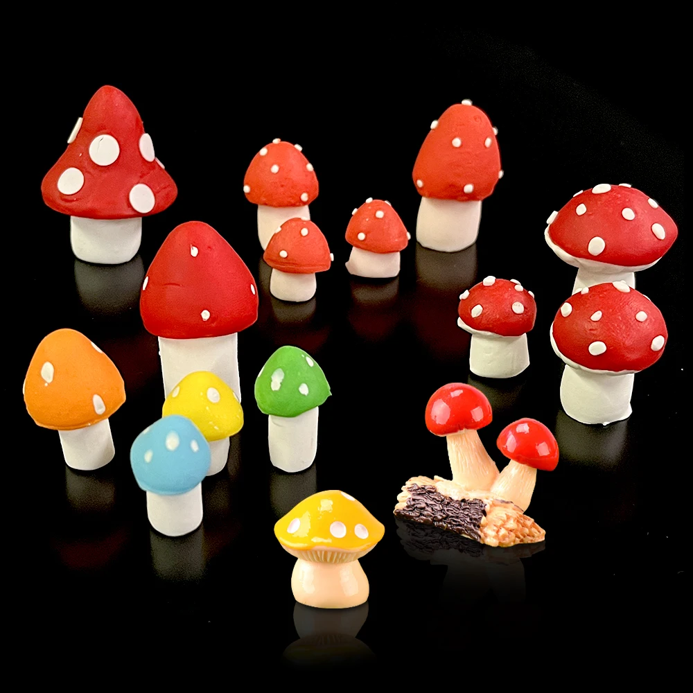 Red Mushroom Cake Topper Simulated Mushroom Cake Decoration DIY Jungle Safari Farm Theme Birthday Baby Shower Party Cake Supplie