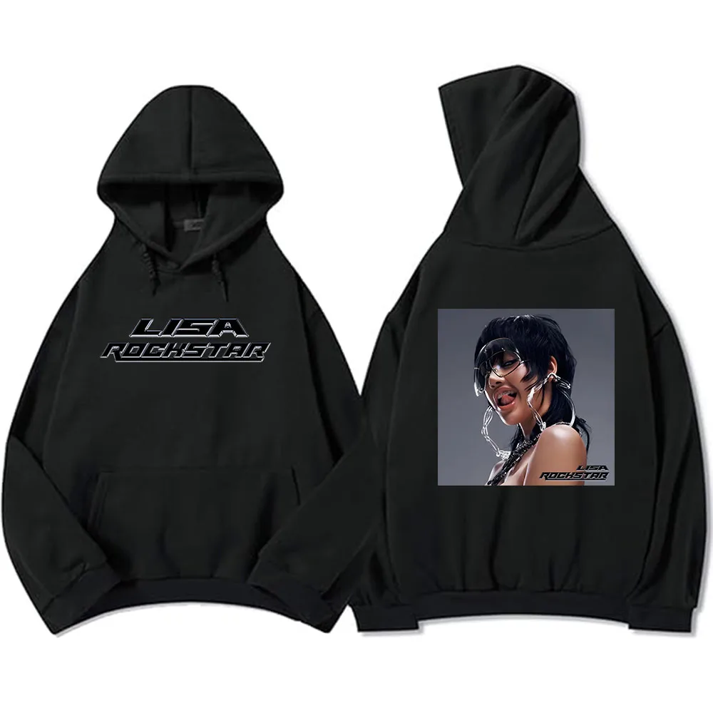 ملابس رجالية من LISA ROCKSTAR بغطاء للرأس، سويت شيرت بطباعة جرافيك، ملابس الشارع كاجوال للجنسين، بلوفر مريح للشتاء