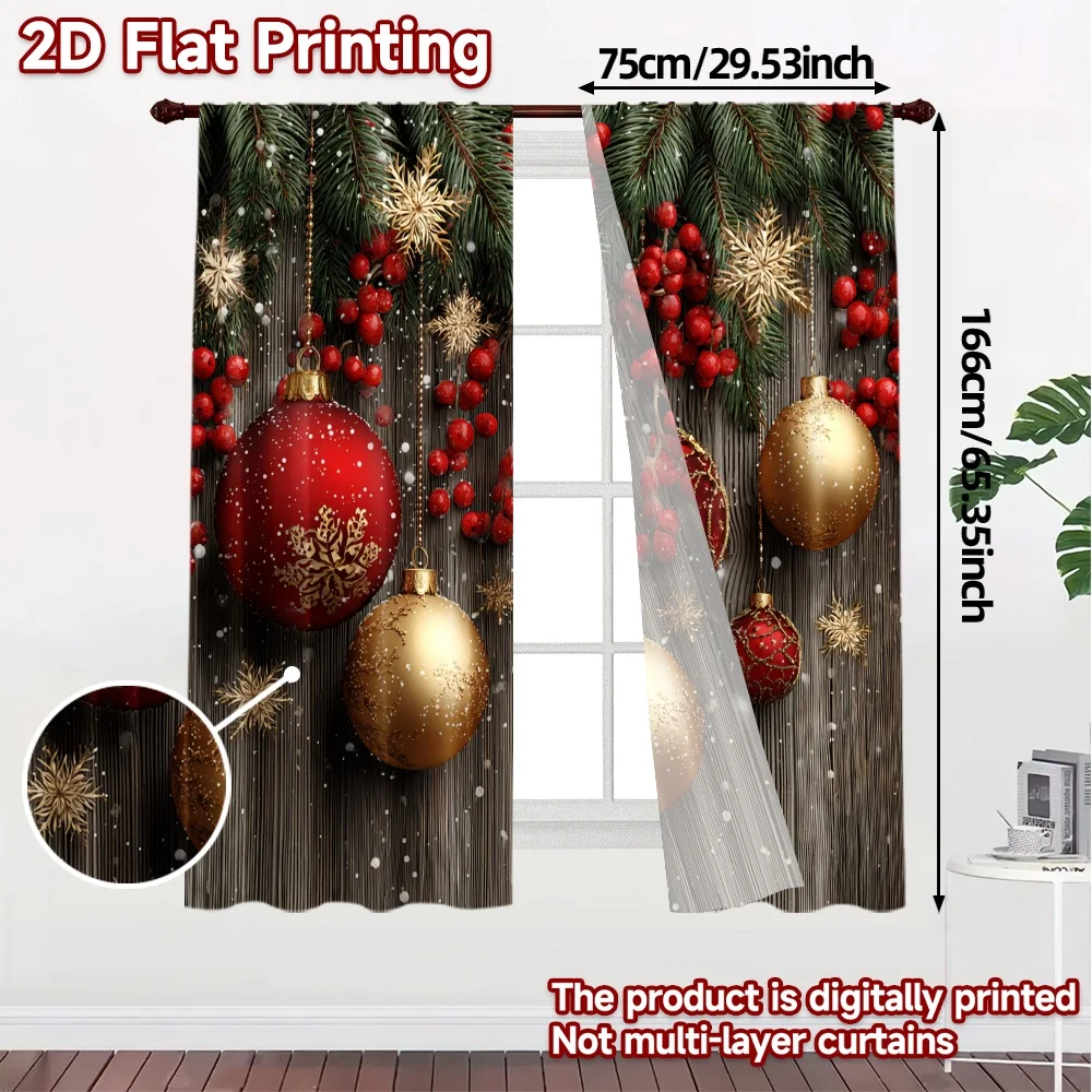 2D Flat Printing,JIT 2pcs, Curtains (Without Rod) Festive Ornaments(2) Popular Minimalist Curtains Polyester Curtains Versatile