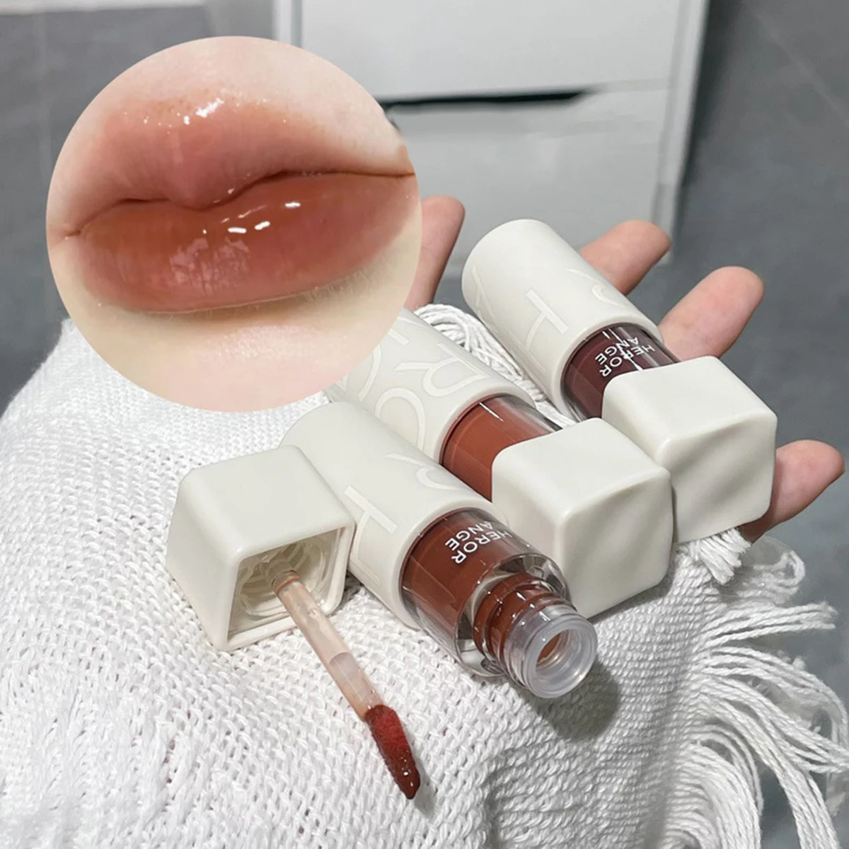 Batom de cristal elegante, batom duradouro, transparência leve, cosméticos hidratantes, fácil de aplicar, novo