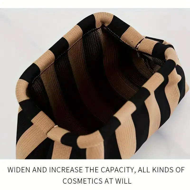 Polyester-Kosmetiktasche mit großer Kapazität, atmungsaktivem Stoff für tägliche Reisen, Einkäufe, lässige Colorblock-Tasche – Detail 9