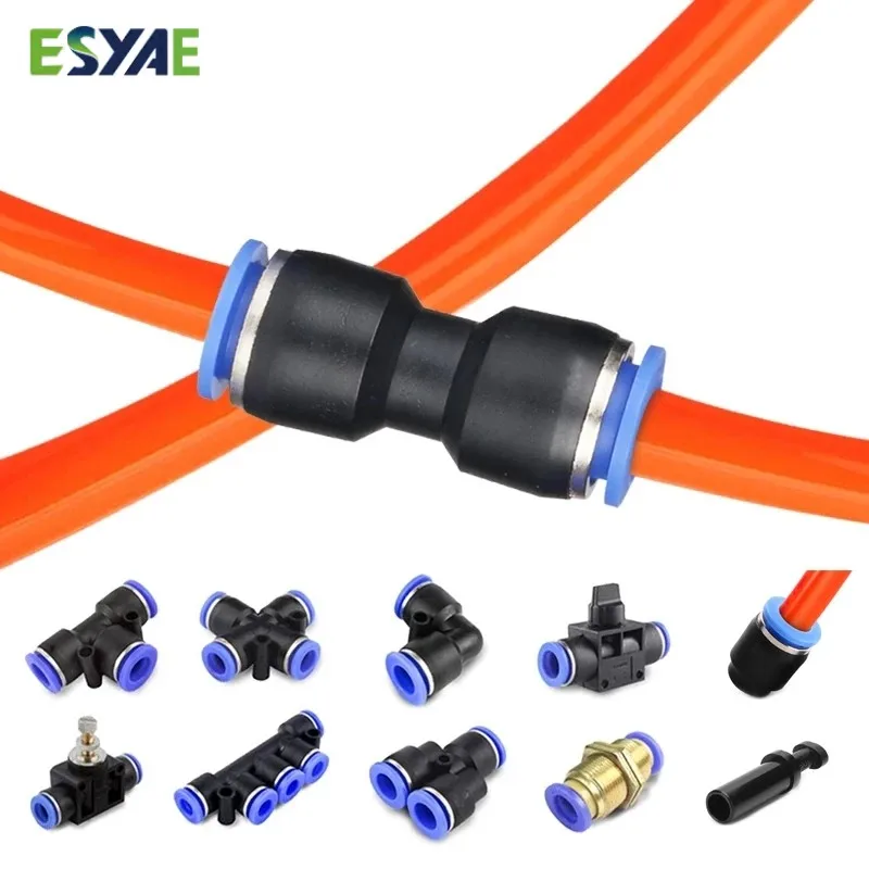 공압 피팅 파이프 커넥터 튜브 에어 퀵 피팅 워터 푸시 인 호스 플라스틱, 4mm 6mm ... - 1