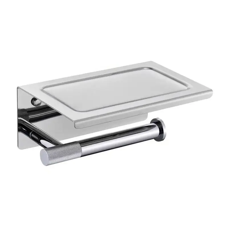 ABUP-For Household Wall-Mounted Stainless Steel Toilet Paper Roll Rack Dual Holder Mobile Phone Stand For Bathroom Use