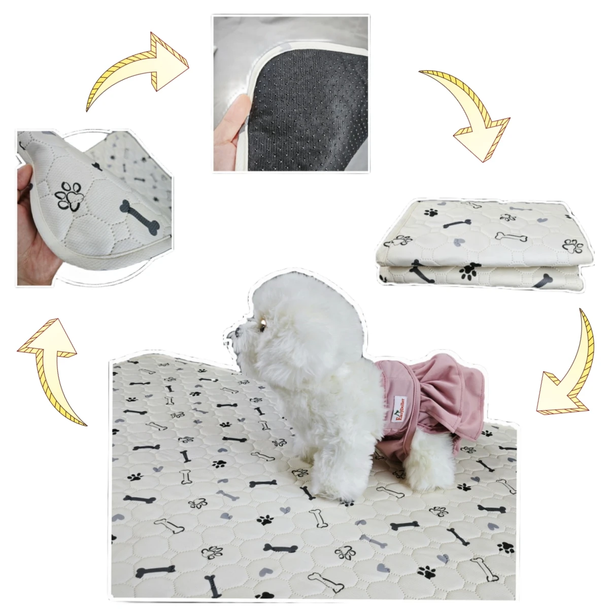 3pcs Pet Dog Pee Pads, small size,Reusable Dogs Puppy Pads Pet Training Pads for Dogs, Absorbent and Leak-Proof Whelping Pads