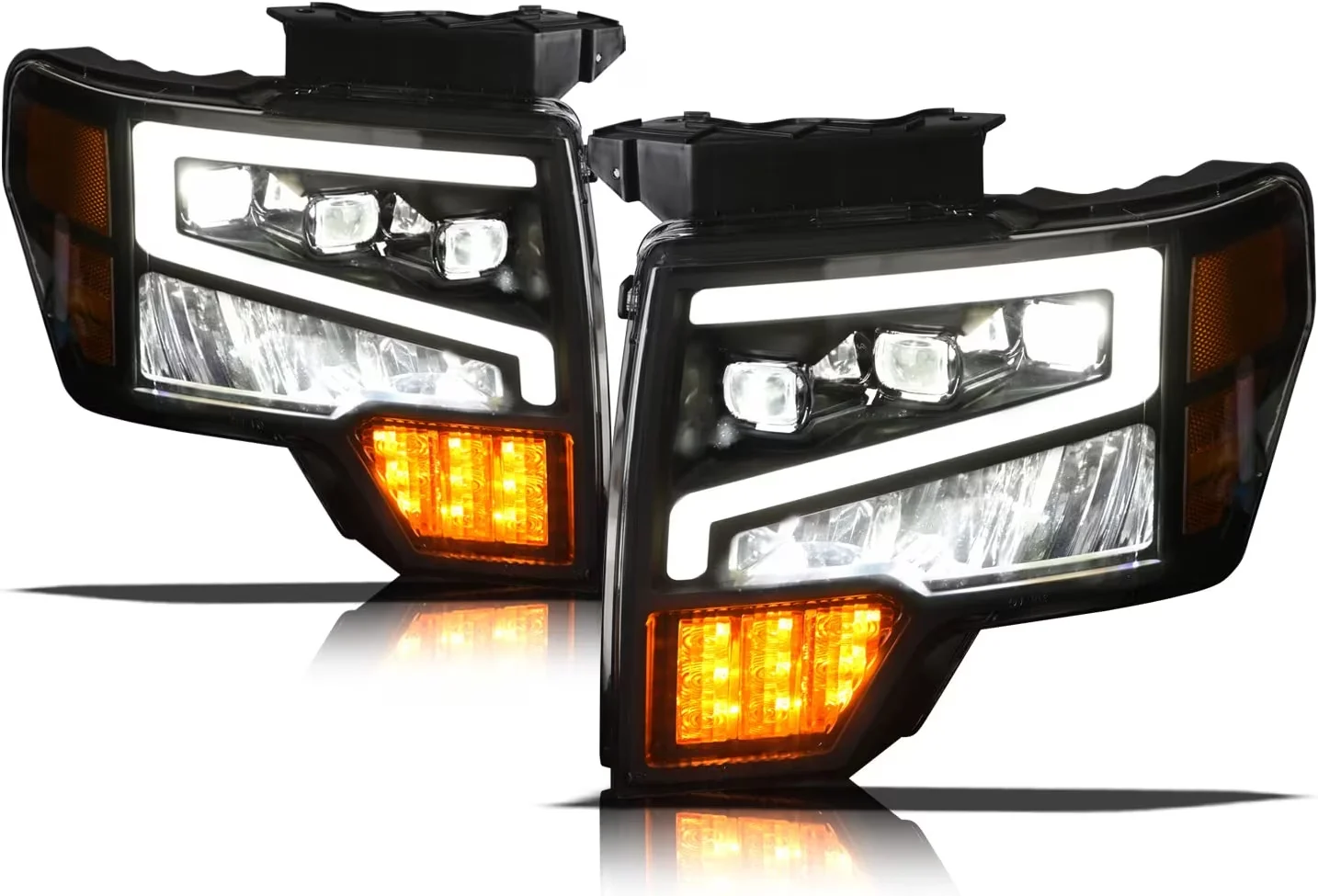 Sulinso 162952 Tri-Pro LED Projection Headlights Fits 2009-2014 Ford F-150, Black