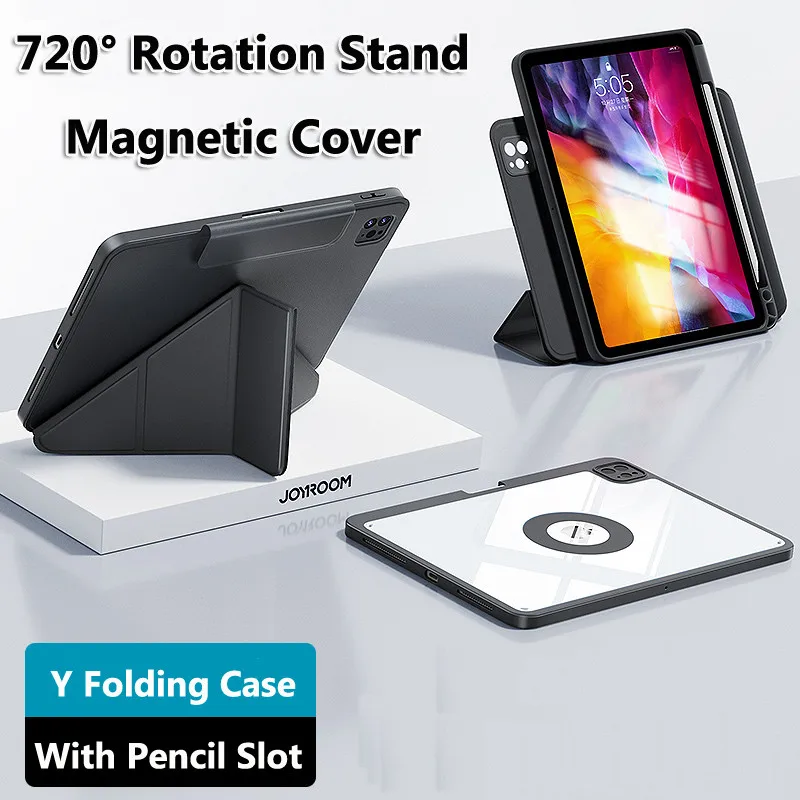 720-degree Rotation Stand Cover for IPad Pro 13 2024 Air 11nch Air 6th 10th 10.9 Air5 4 2 1 9.7 5th 6th 10.2 9th 8 7 Clear Case