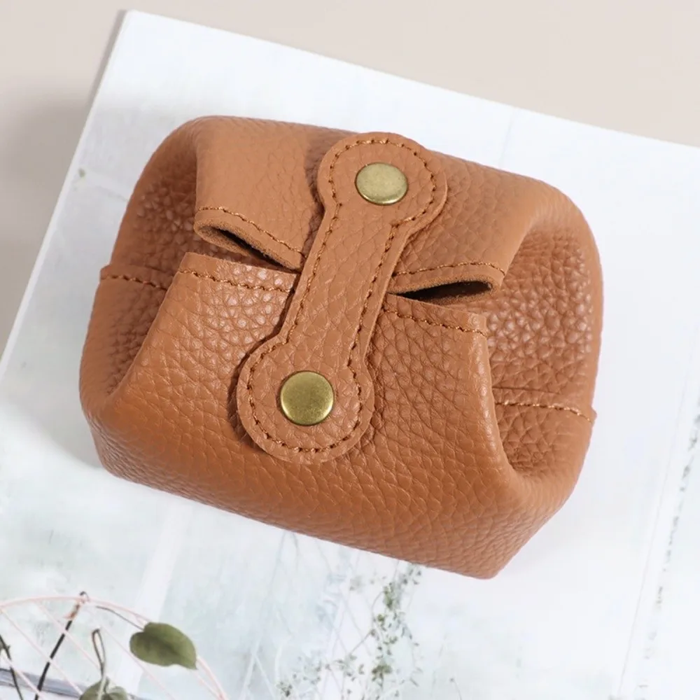 Portable Solid Color PU Leather Coin Purse Small Size Car Key Storage Small Earphone Bag Storage Organizer