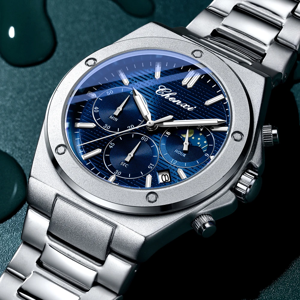 

Мужские кварцевые часы CHENXI Classic Business, ремешок из нержавеющей стали, водонепроницаемые, с календарем, светящиеся, высококачественные наручные часы для мужчин