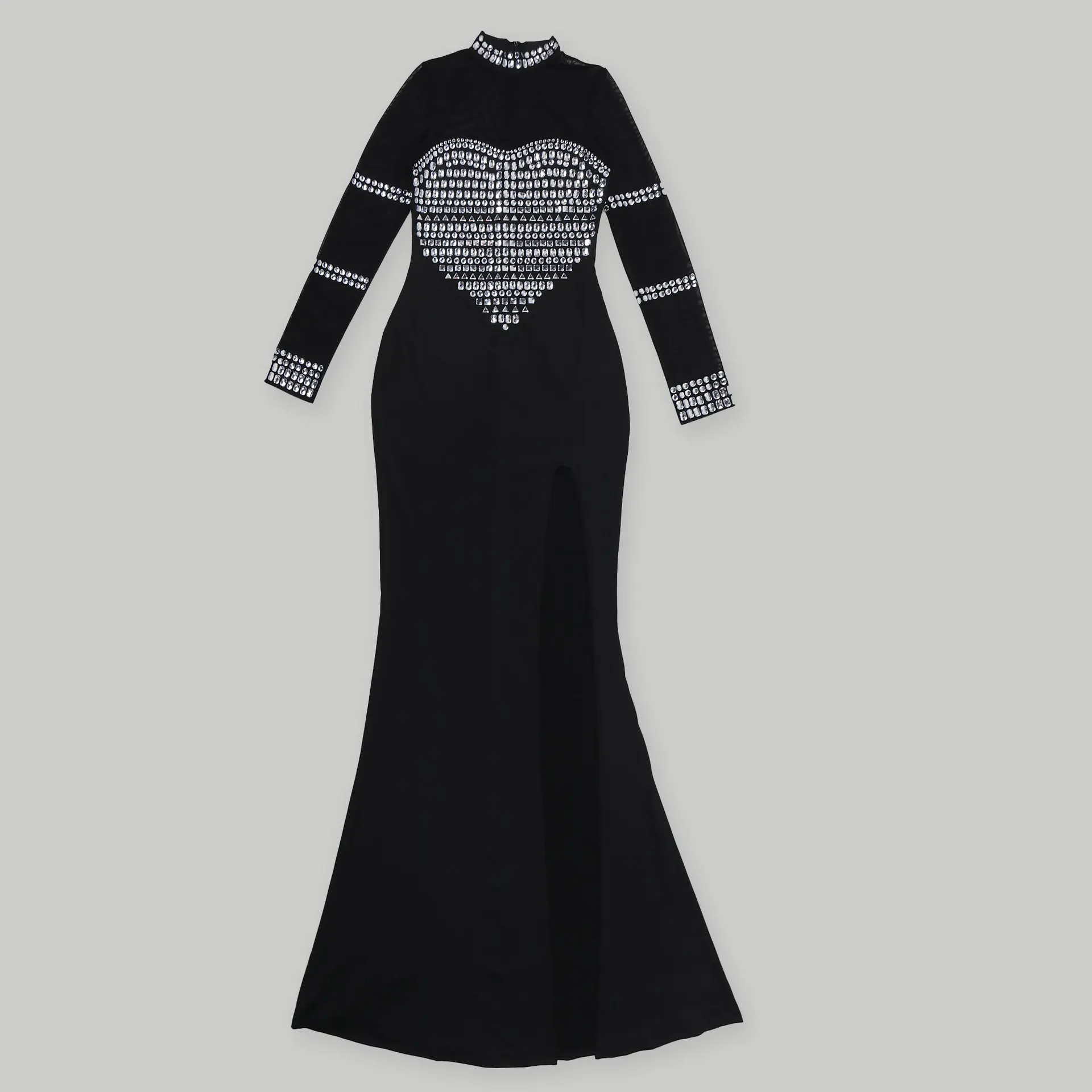 모조 다이아몬드 시스루 원피스 레이디 파티 이브닝 우아한 드레스, 2024 여성 겨울 가을 옷, 럭셔리 섹시 바디콘 롱 드레스