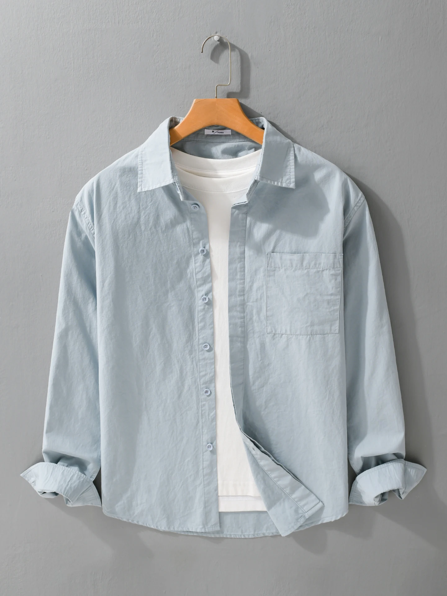 

Casual Long Sve Cotton irt Men's Pure Color Collar irt Spring Autumn Season Simple Sle Loose Fit Breathable Comfortable