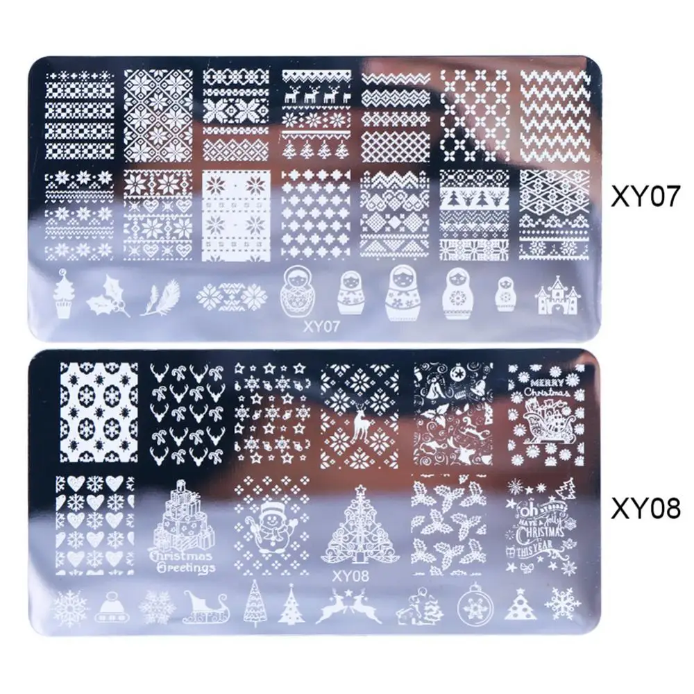 Nail Art Stamping Plate Snowflake Winter Christmas Ornaments Elk Leaf Nail Art Sta Desgin For Nail Polish Printing Template Tool