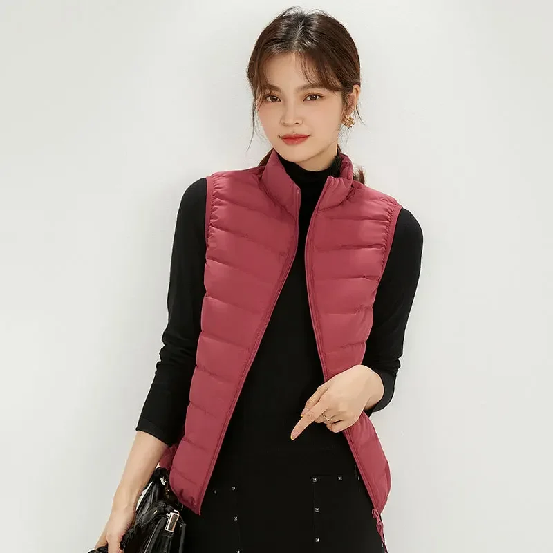 Leggero ripiegabile 90% piumino d'anatra bianco da donna giacca senza maniche imbottita 2025 nuova donna primaverile leggera ultra