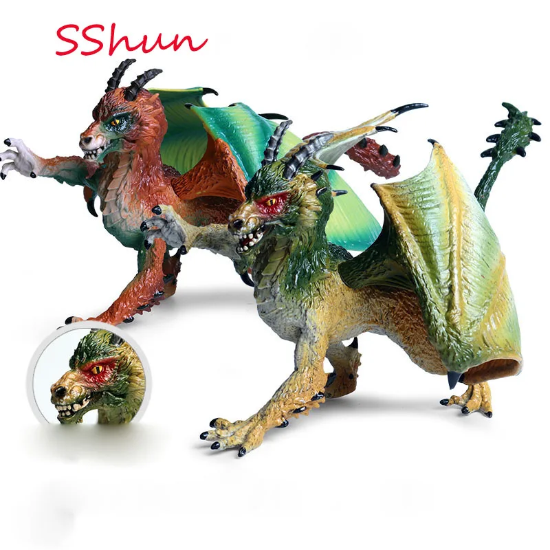 

Children solid toy dinosaur model plastic model ornaments ancient mythical animal warcraft dragon wild dragon fire dragon