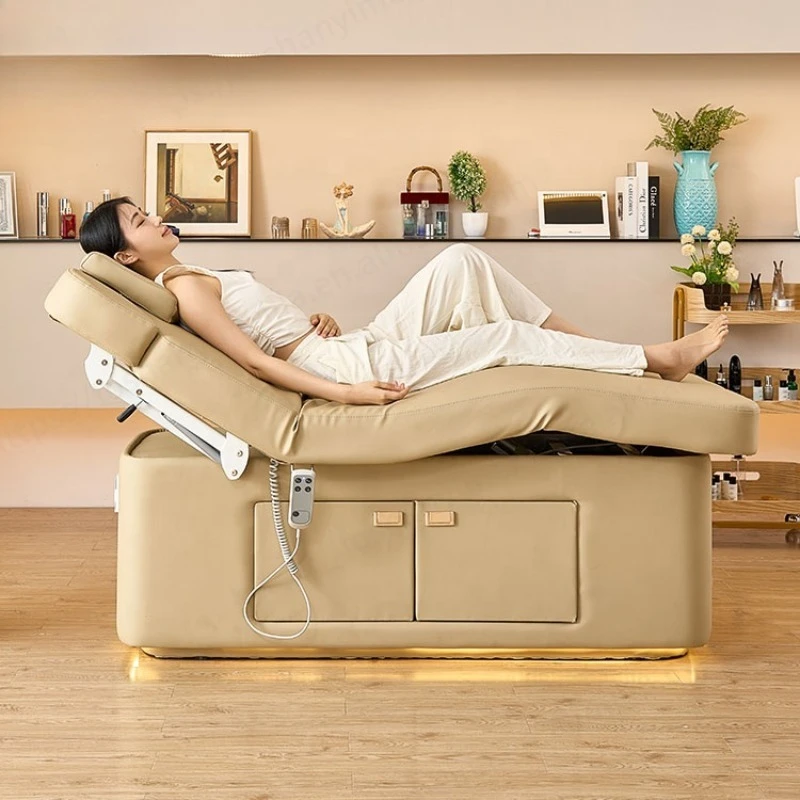 

Электрическая массажная кушетка для салонов красоты, косметологический кресло-реклайнер, электрическая изогнутая кушетка для наращивания ресниц