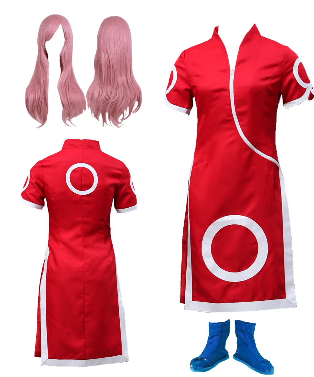 

Us Size Women's Cosplay Sakura Red Cheongsam Halloween Costume Outfit