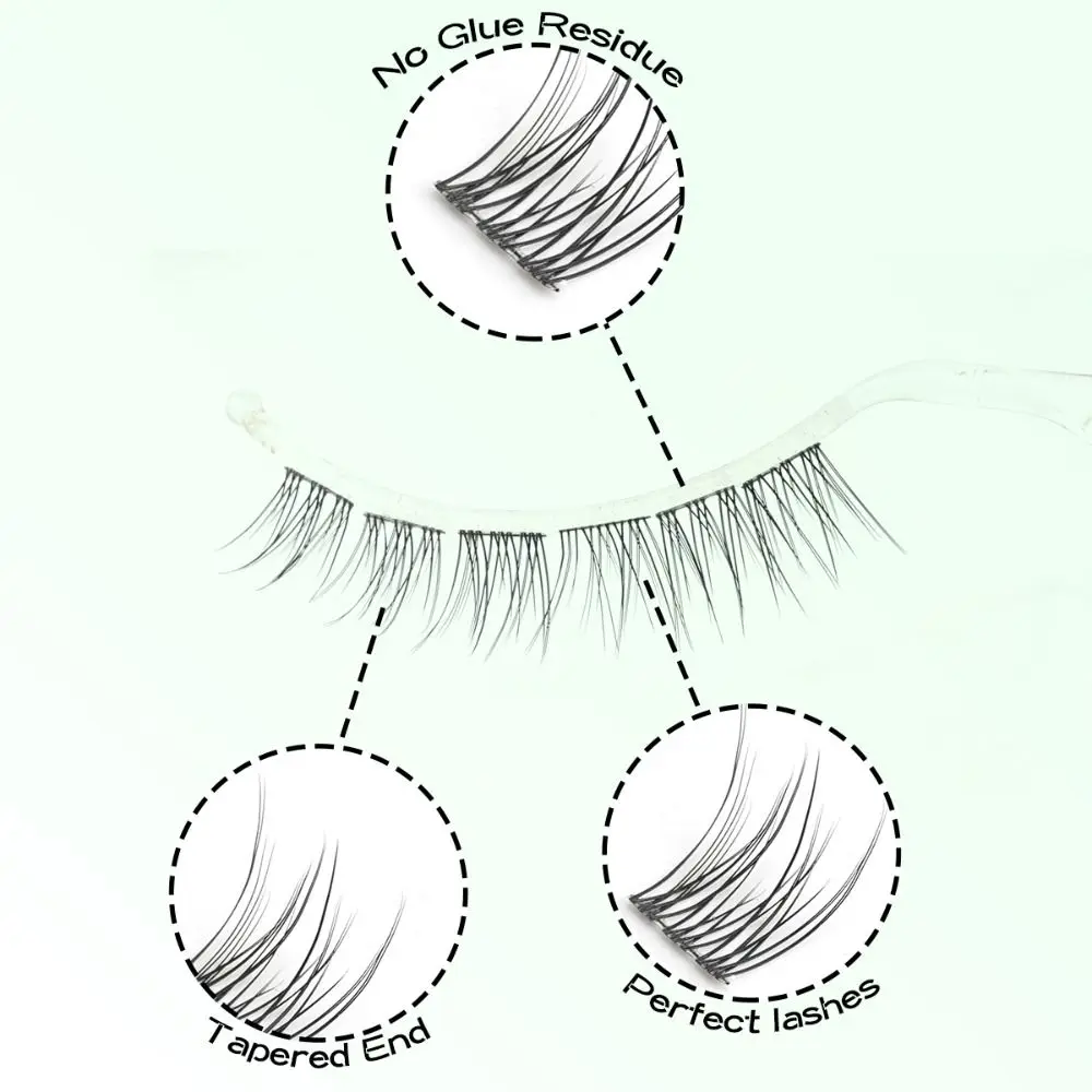 Czarne Sztuczne Rzęsy Bez Kleju Naturalny Wygląd Delikatne Wielokrotnego Użytku DIY Przedłużanie Rzęs Bez Potrzeby Usuwania Pojedyncze Rzęsy