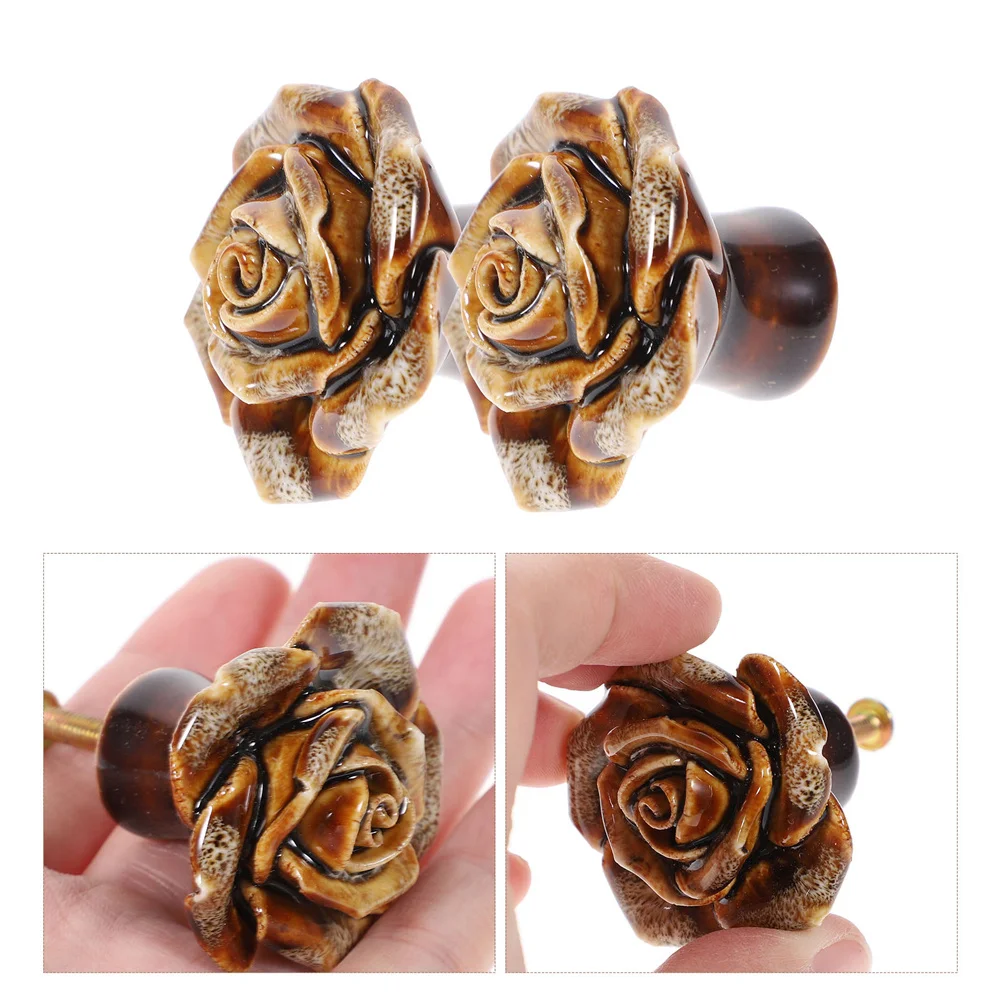 

4pcs Vintage Cabinet Handle Ceramic Zinc Alloy Drawer Pulls For Kitchen Wardrobe Furniture Cupboard Renovation Retro Knobs