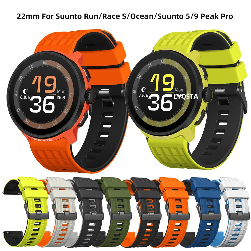 22mm Silicone Strap For Suunto Run/RACE S/Vertical/Suunto Ocean Watchband Smartwatch for Suunto 9 Peak Pro/5Peak Bracelet Correa