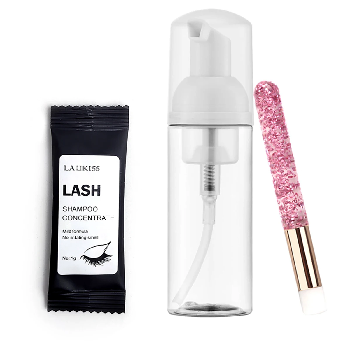 New Concentrate Mousse Eyelash Foam Cleanser For Lash Extension Shampoo Concentrated With Brush and Empty Bottle Makeup Tool Set