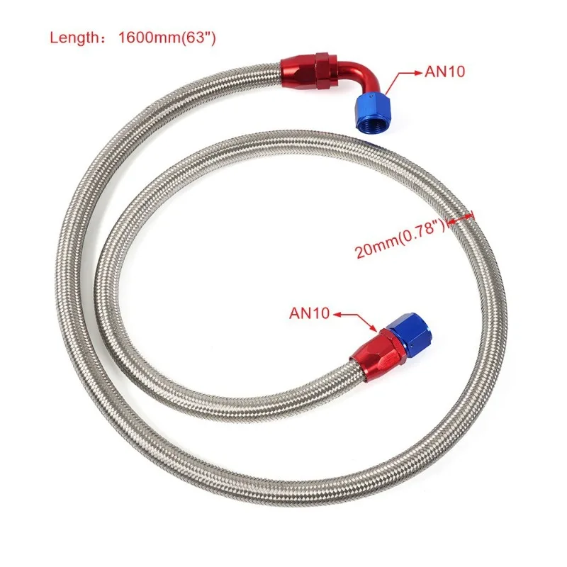 Suitable for car modification accessories 1.6 meters 1.4M YouTube connector combination AN10 stainless steel braided YouTube set
