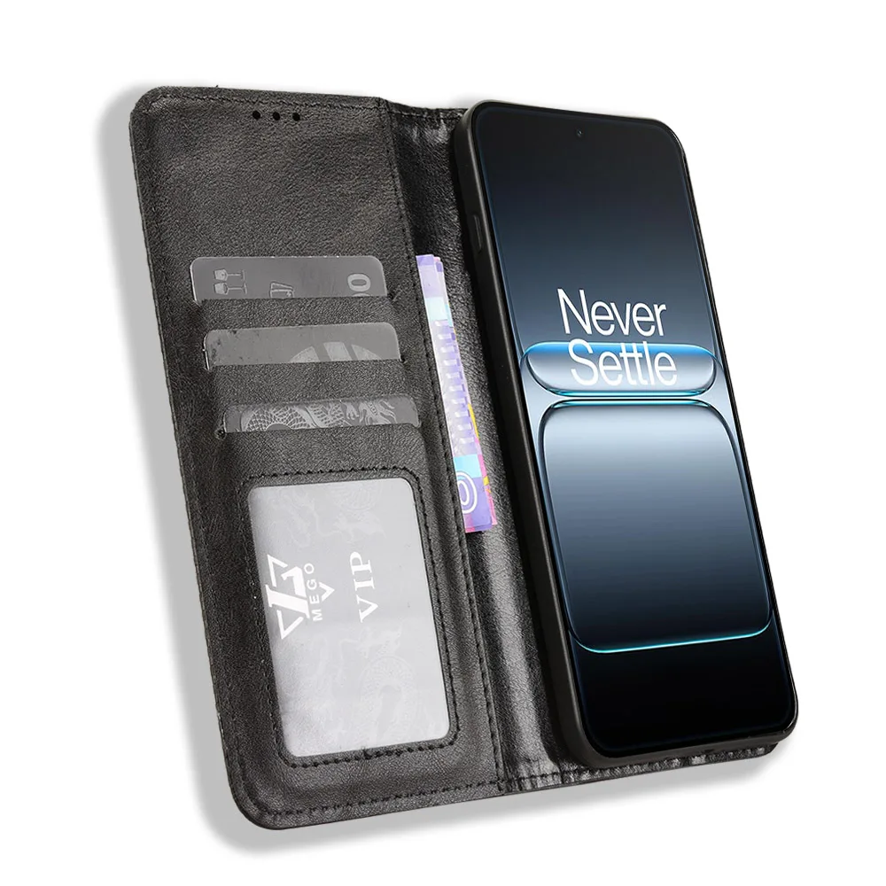 

Wallet With Card Slot Photo Frame Stand Magnetic Flip Leather Case For OnePlus Ace 5 Pro Ultra Racing Antifall Nord 4 5 5G Cover