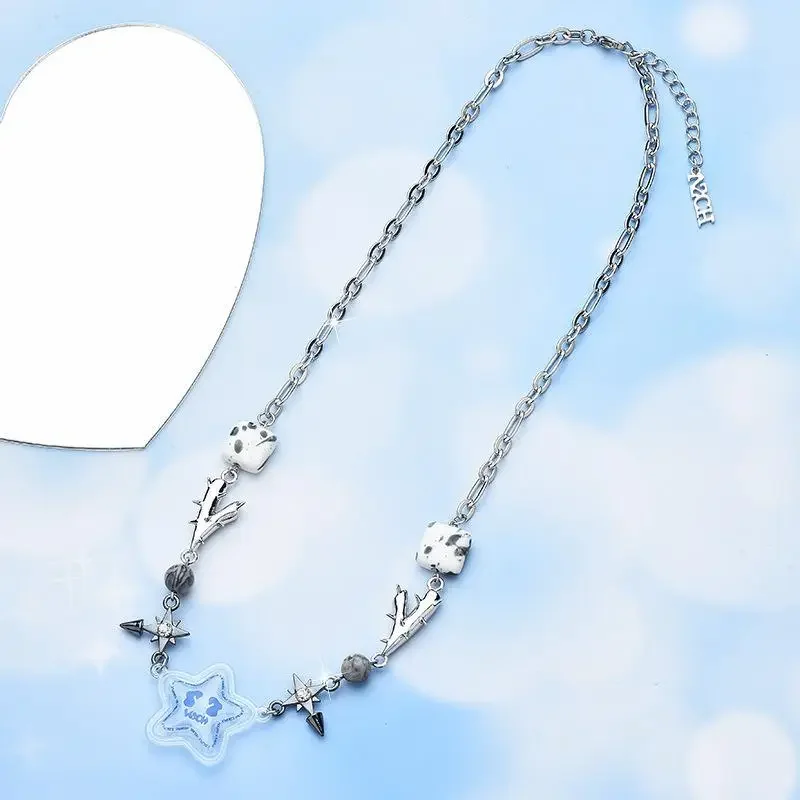 

New geometric bubble star necklace, a five-pointed star PVC necklace in street rap and hip-hop style 01