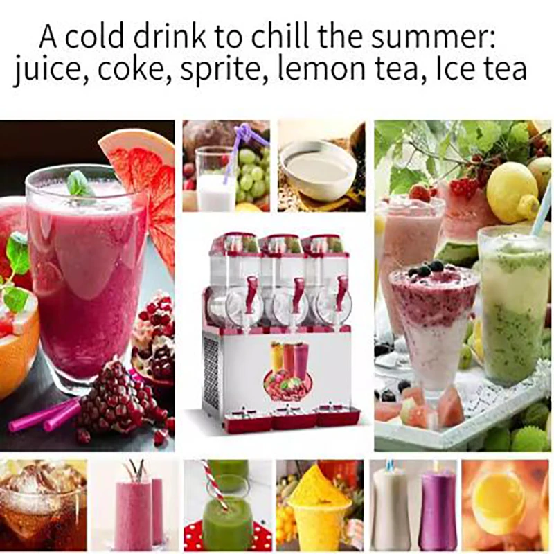 

Double Tank Slush Machine 24L Ice Cream Maker 800W Snow Melting Machine Commercial Smoothies Granita Machine Ice Slusher