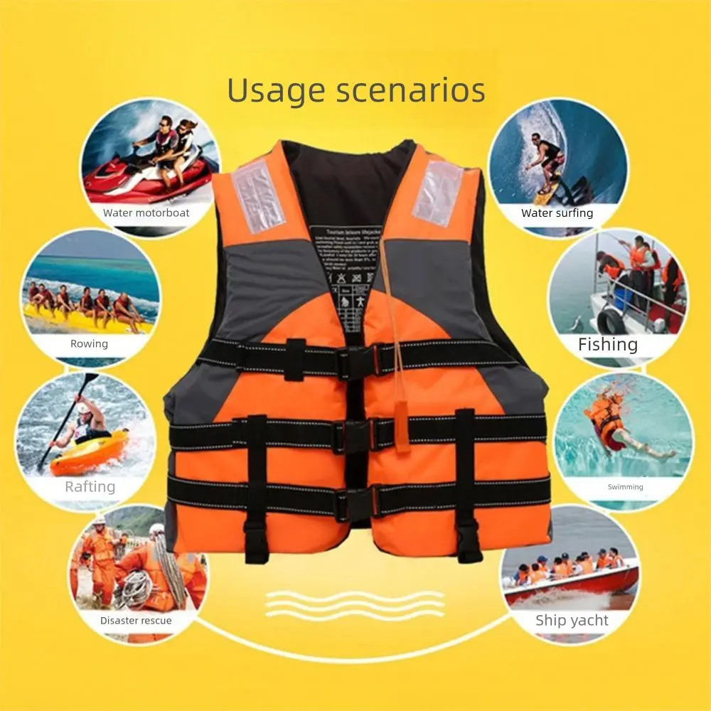 

Safety Straps Adults Life Jacket Easily Adjustable with Survival Whistle High Buoyancy Jacket Waterproof Portable