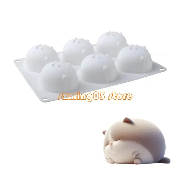 H9EC Flexible 6 Moldes silicona cavidades para gatos Chocolates y postres con temas perfectos para entusiastas del hogar